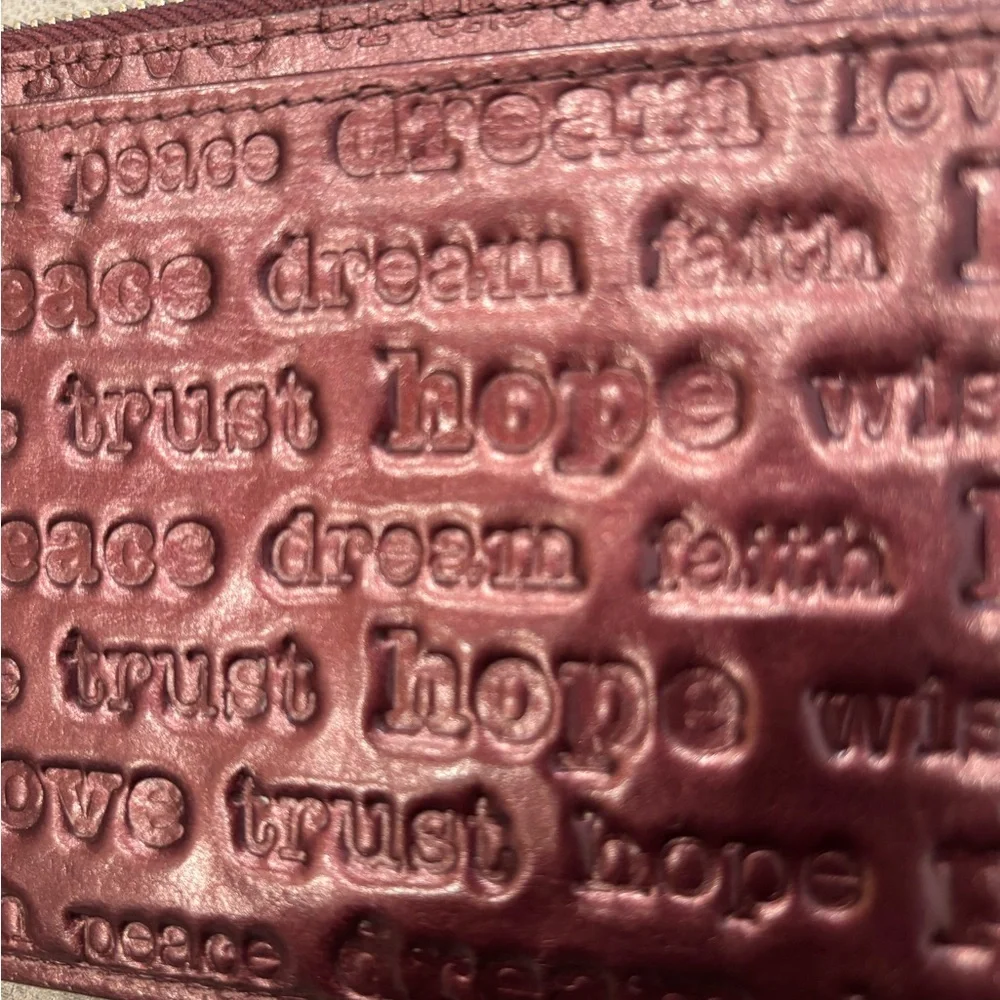 Brighton Embossed Burgundy Wallet with Tassel - Picture 2 of 6